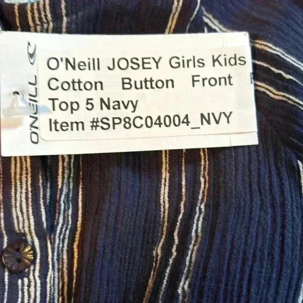 O’neill Boho Navy Long Sleeve Linen Shirt With Flair Sleeves Girl’s Size 5 Beach — image 4 of 4